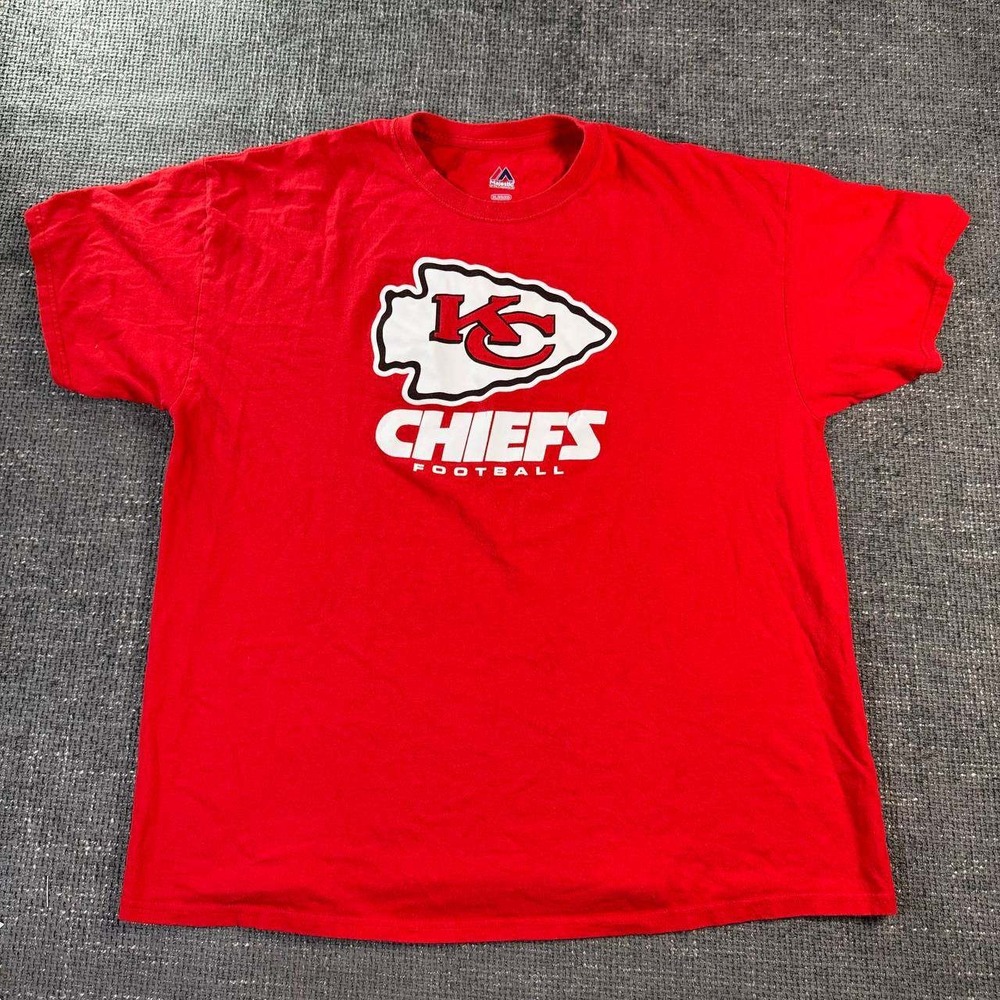 Majestic Kansas City Chiefs Football T-Shirt Mens XL Red Graphic Tee